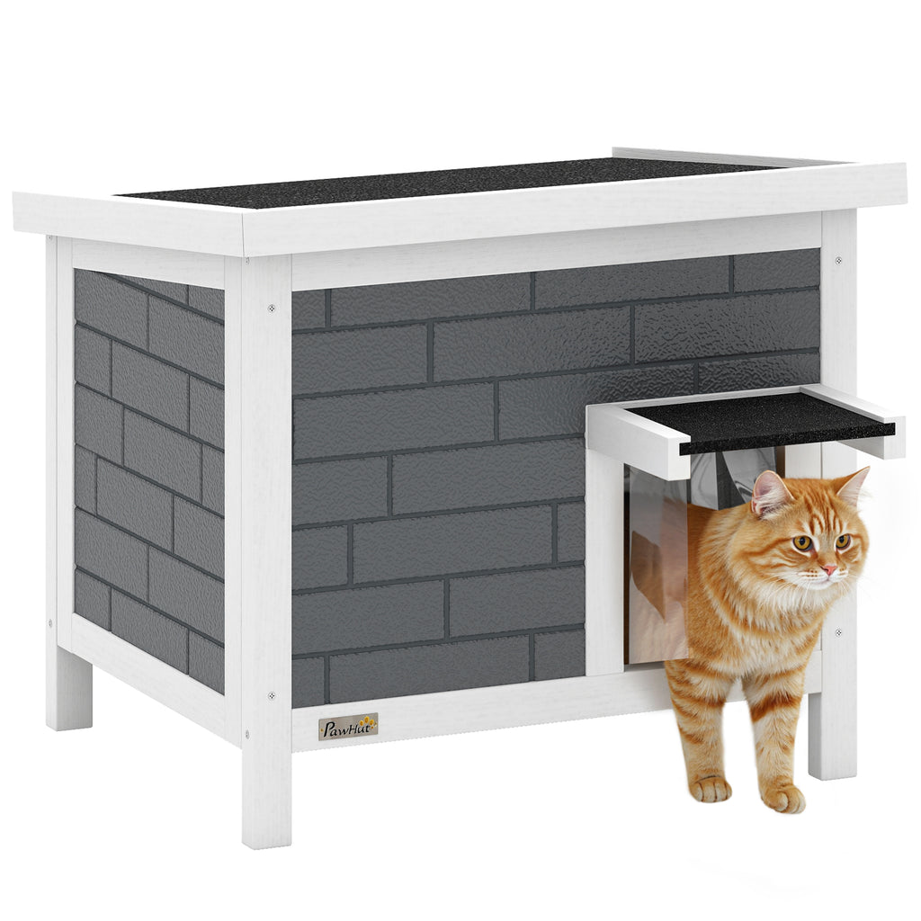 Maison de chat en plein air isolée avec toit ouvert