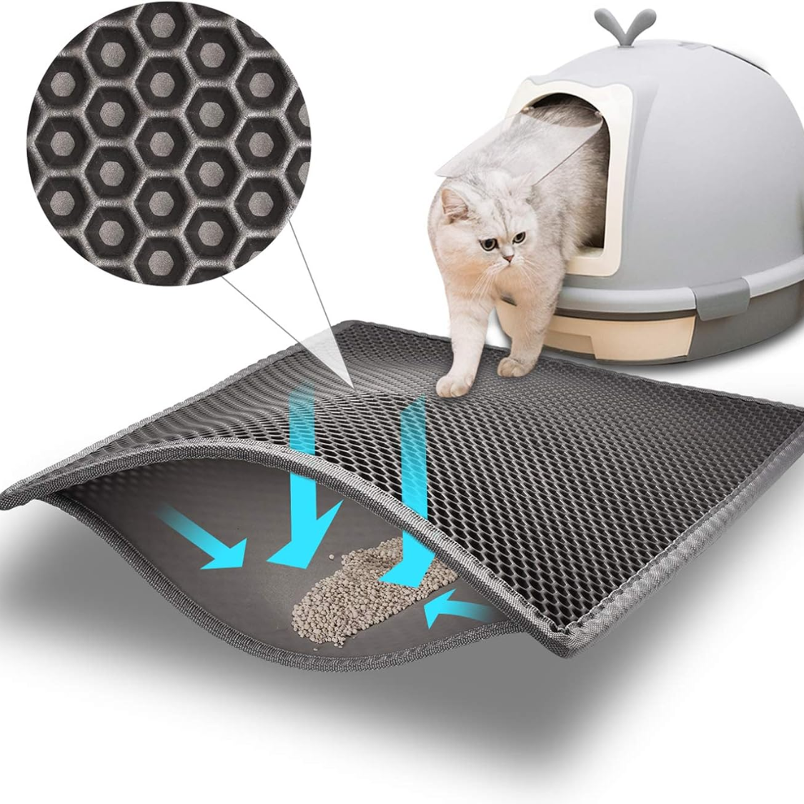 Tapis de litière pour chat double couche, imperméable