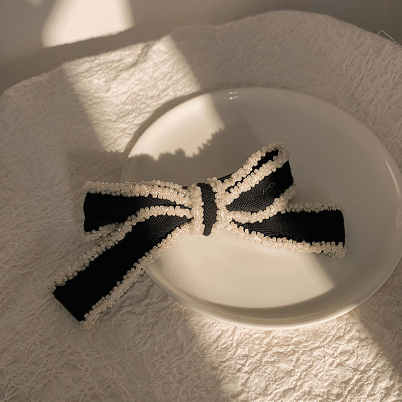 Super Nice White Edge Bow Coiffure Ornement