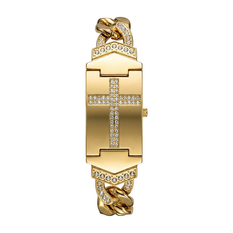 Flip-top Cross montre avec bracelet pour femmes