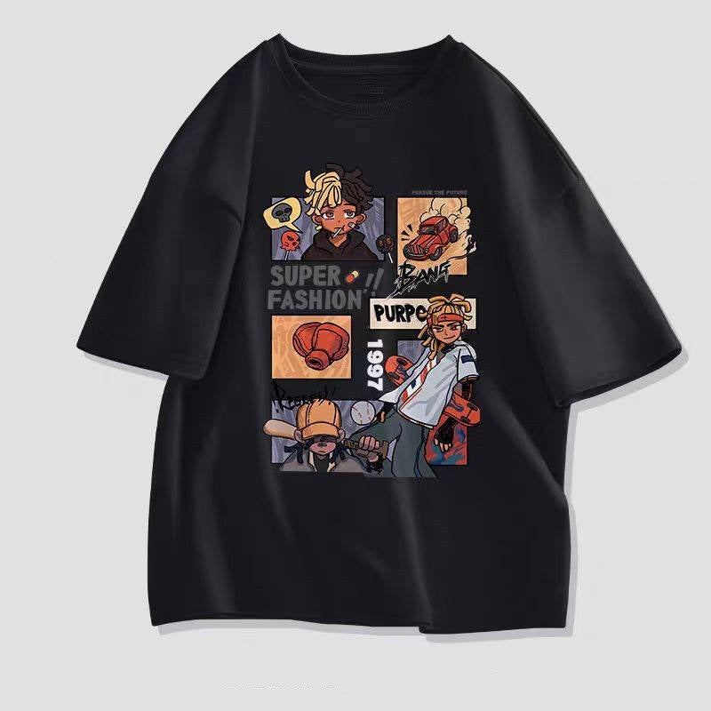 Hommes Hong Kong Style tendance manches courtes T-shirt pour l'été