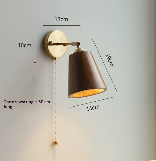 Lampe murale à chaîne de traction chambre à noyer noir