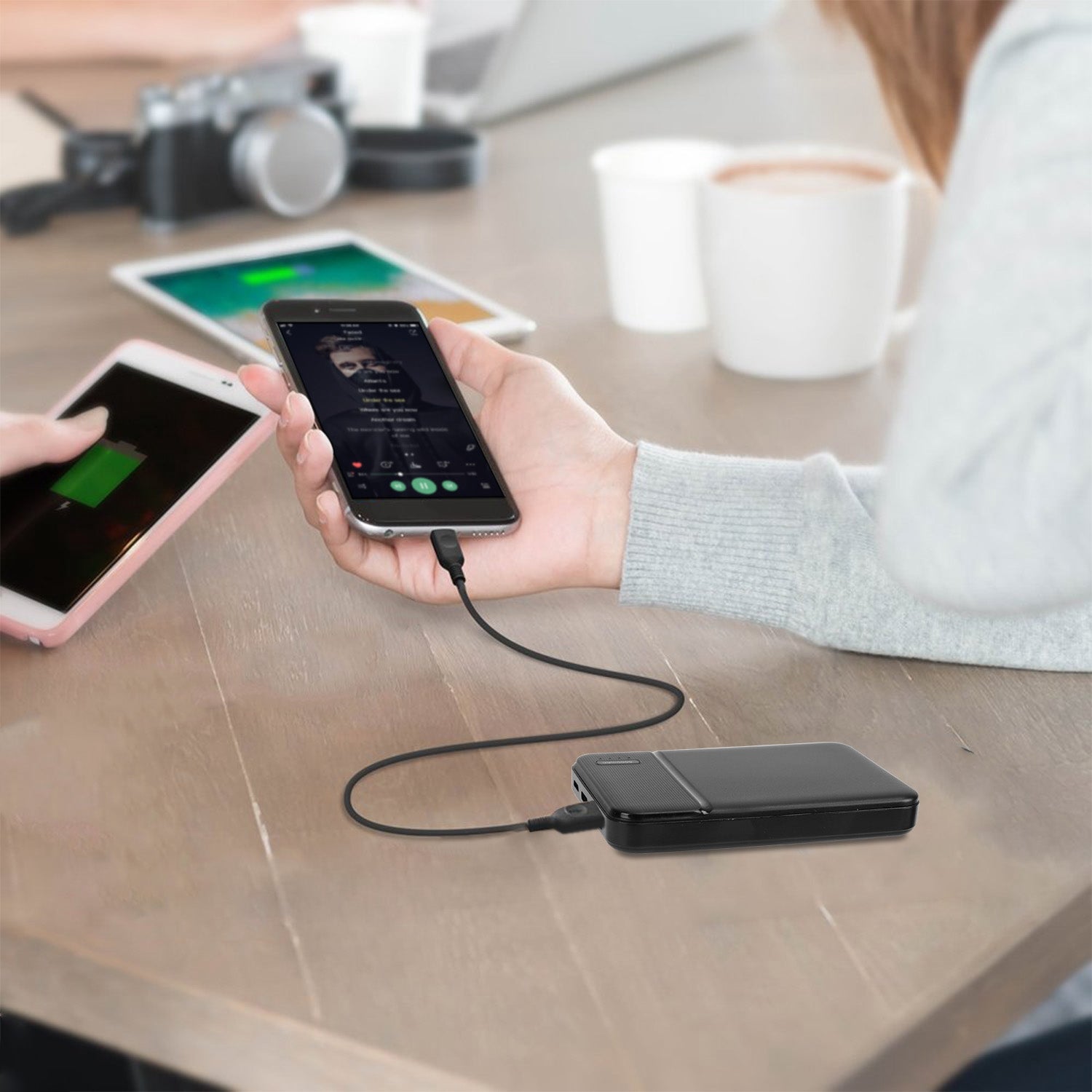 1Pc 30000mAh 20000mAh 1W MAh Chargeur d'alimentation rapide avec 1 câble USB pour IOS