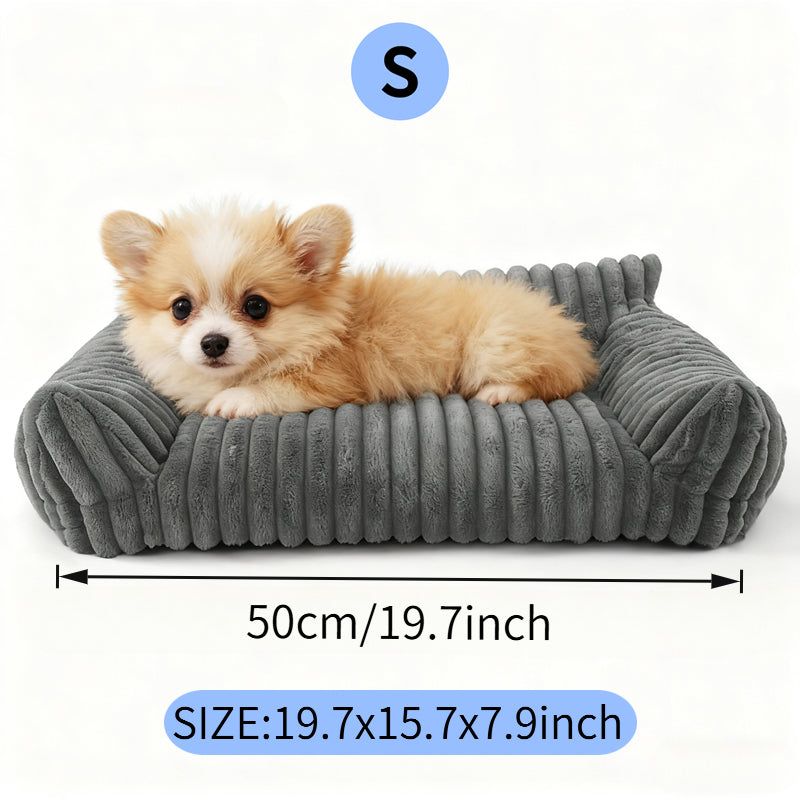 Mignon Couch Cat pour les animaux de compagnie - Lits de chat fluffy avec polaire Corduroy Premium