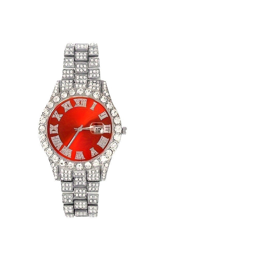 Diamond Ceinture en acier de luxe Quartz montre bracelet cubain