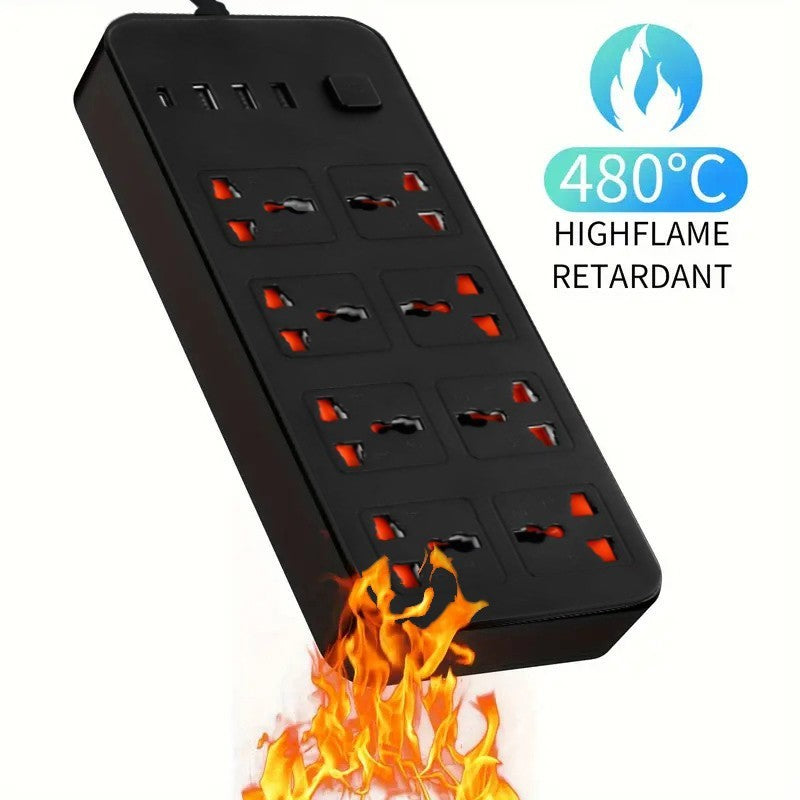Extension câble câble électrique secteur alimentation 8 Gang 3 USB 1 prise de port de type C