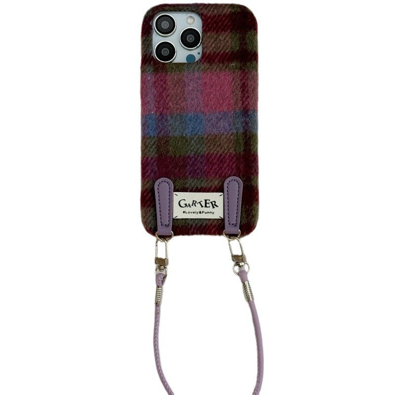Flannel Contraste couleur vérifier le transport de la sangle de la sangle sangle de téléphone cas