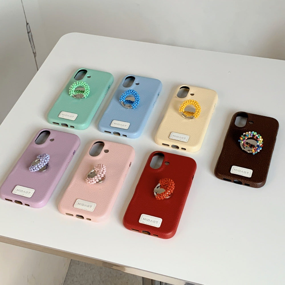 Porte bague en perles Minimalist Solid-color Phone Case