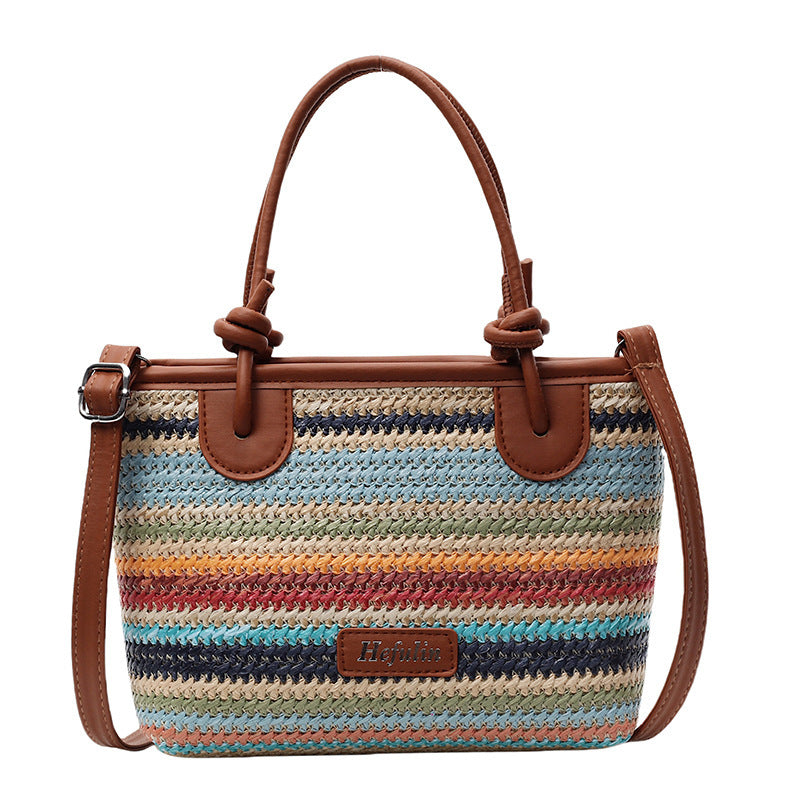 Vacances d'été style plage Straw Tote et Crossbody Bag