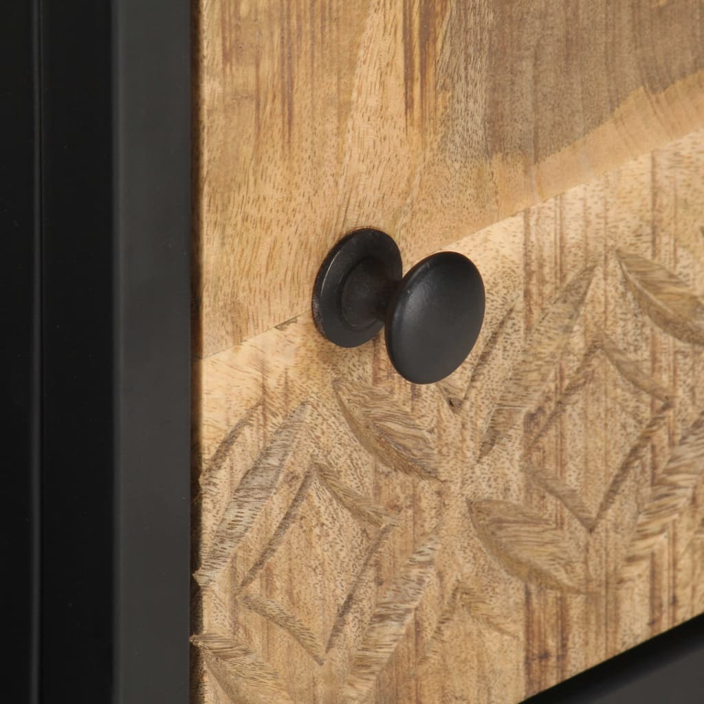 TV Cabinet avec porte sculptée 90x bois de mangue dur