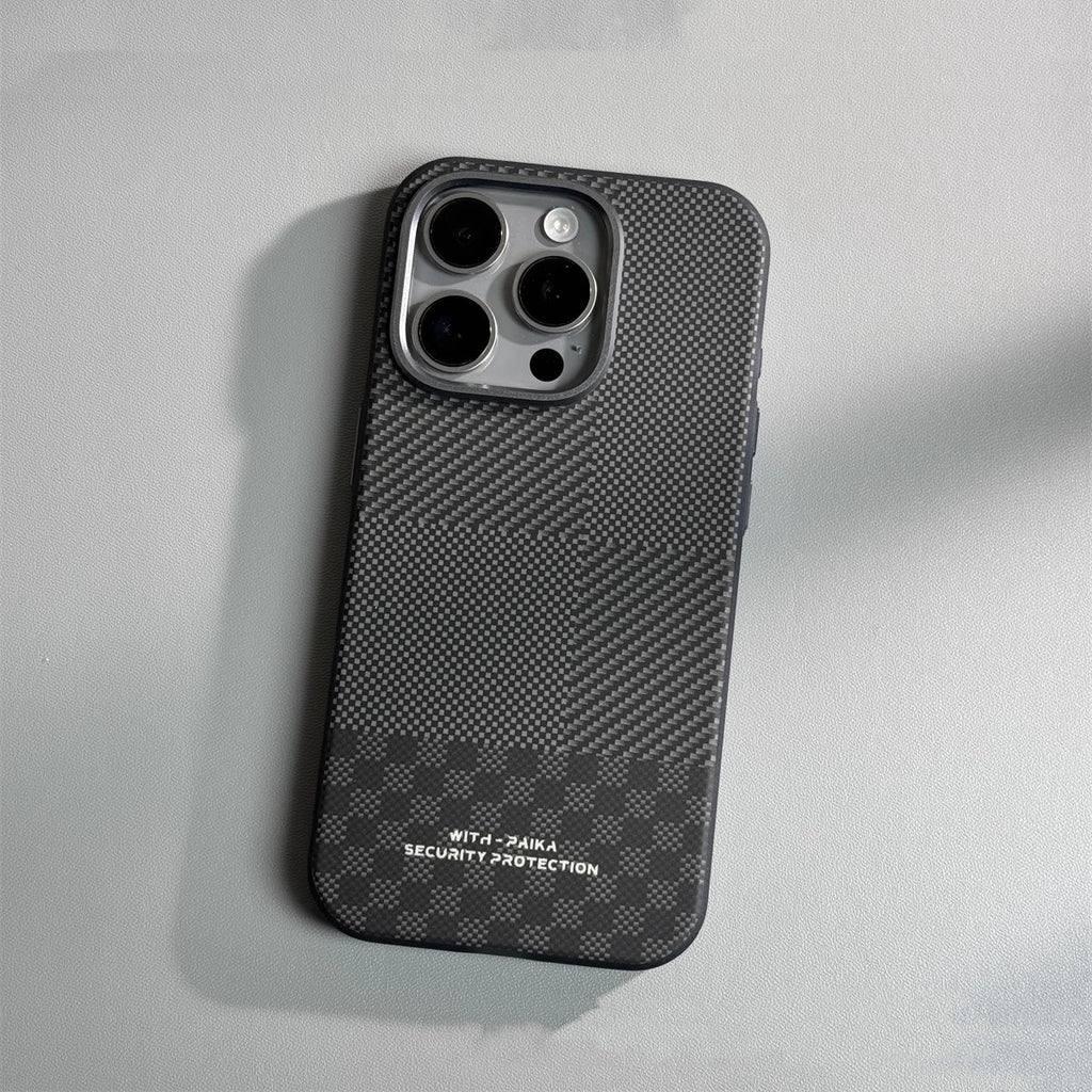 Couverture de protection anti-dérapante pour téléphone portable en fibre de carbone