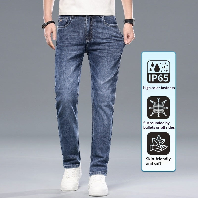 Mens Slim-Fit Straight-Leg Tencel anti-rides pantalons occasionnels