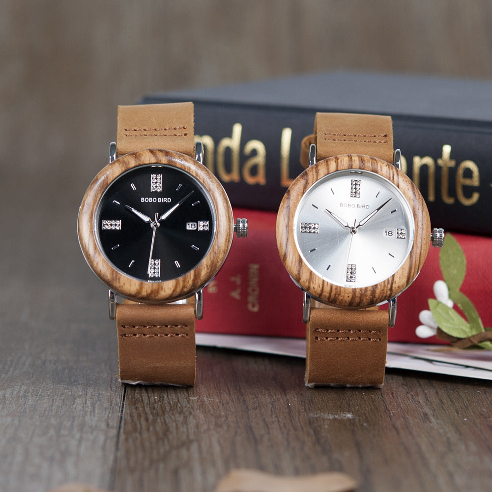Homme et femme Minimaliste Casual Montre en bois rétro