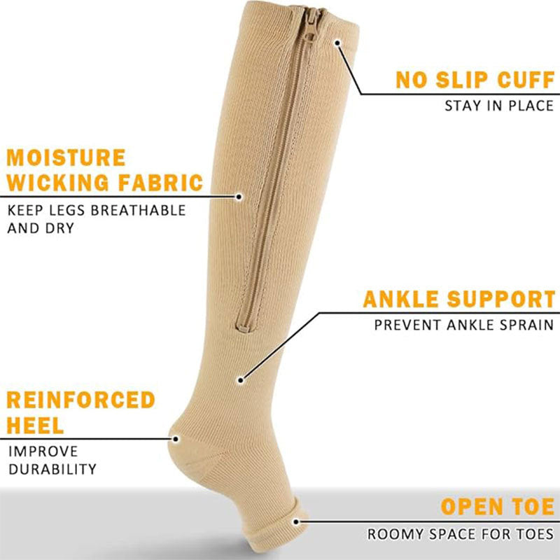 Chaussettes à compression zippées Chaussettes à orteil ouvert