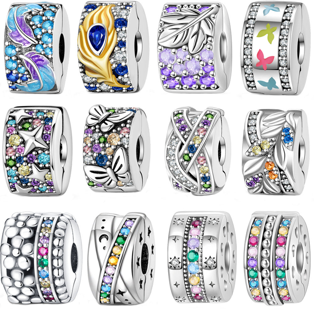Argenté coloré Zircon Accent perles bracelet bricolage Charm