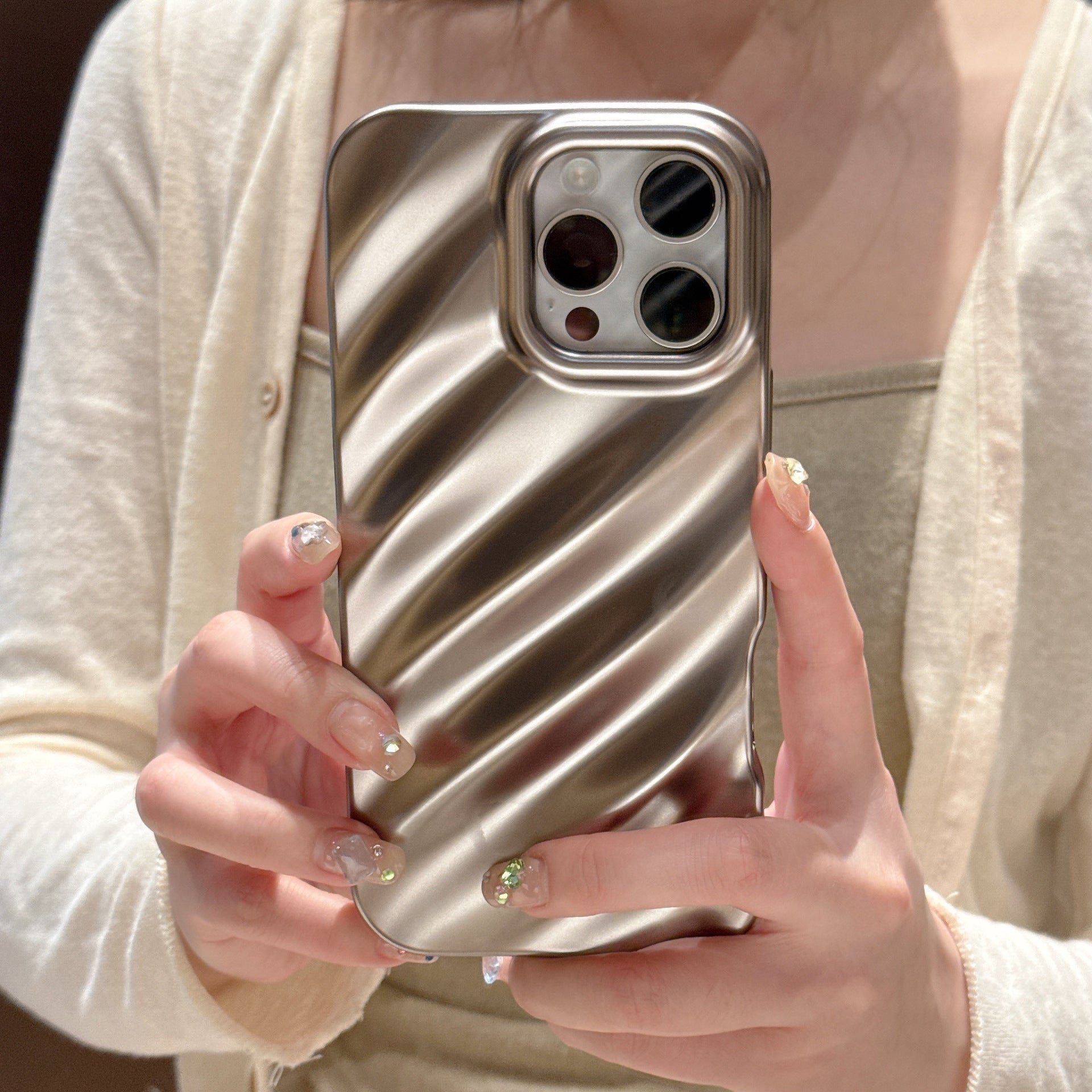 Matte Plating Shell Water Ripple Applicable Mobile Phone Soft Case