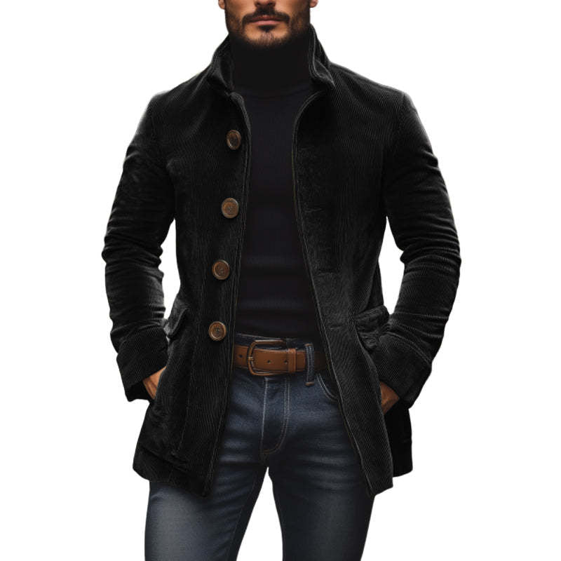 Veste pour homme Hiver Stand Collar Button-up Coat Casual Blazer Vêtements de dessus