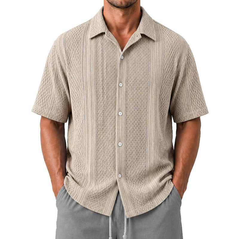 Chemise casual à manches courtes avec impression d'arbre de coco 3D
