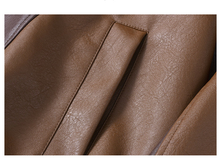 High Street Contrast Patchwork Brodé Veste en cuir