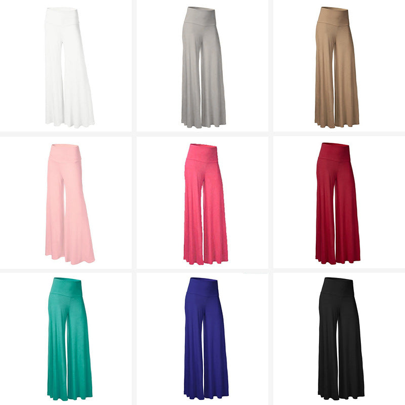 Pantoufles en soie de glace drapées à large leg Plus taille Yoga Long Pantalons Fitness Style