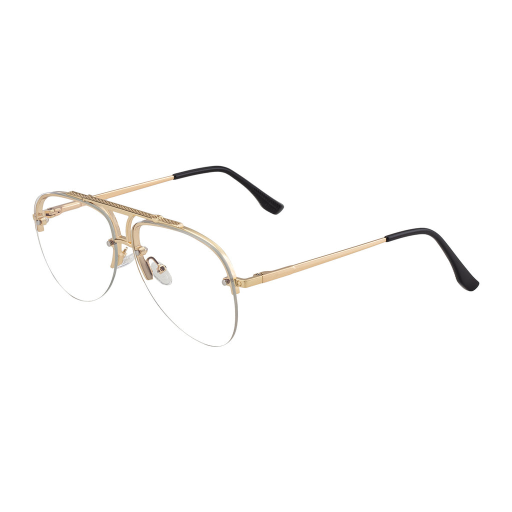 Lunettes de soleil en métal à demi-cadre pour homme