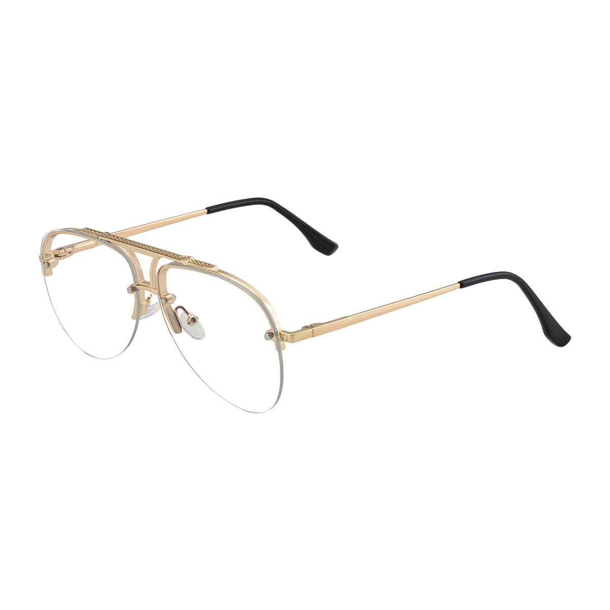 Lunettes de soleil en métal à demi-cadre pour homme