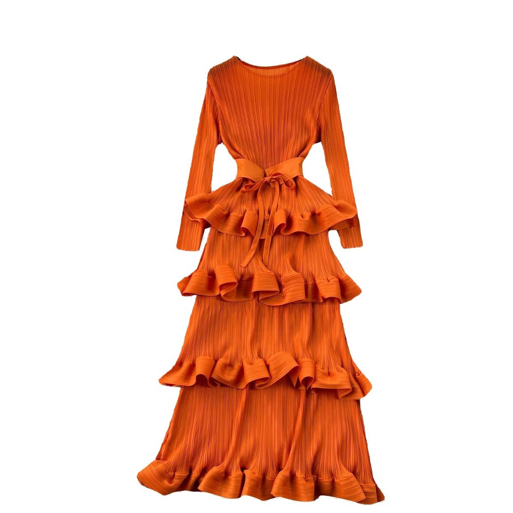 Cake industrie lourde plissé mince robe longue
