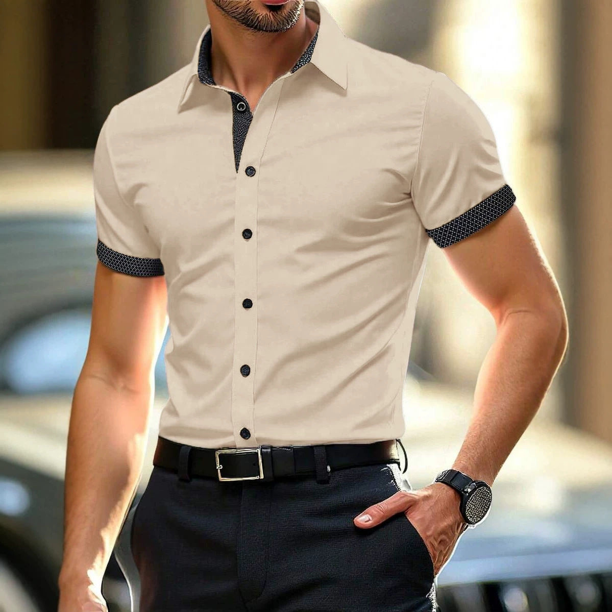 Été Hommes manches courtes Casual Mode Chemise