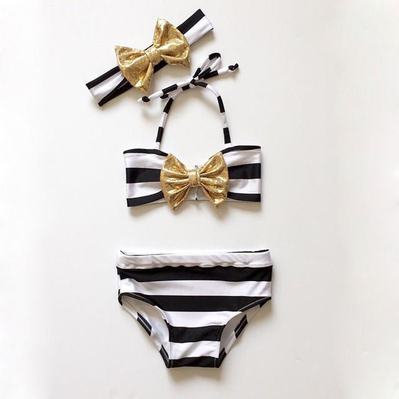 Bébé fille rayé arc bikini beachwear
