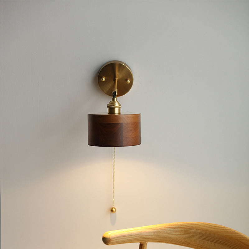 Lampe murale à chaîne de traction chambre à noyer noir