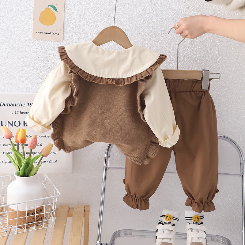 Ensemble de vêtements de printemps bébé fille Stylish Childrens Sweater Vest