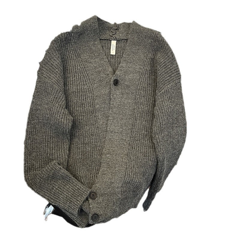 Chandail à col haut pour hommes Style de la haute rue Épaisseur Cardigan à mailles longues