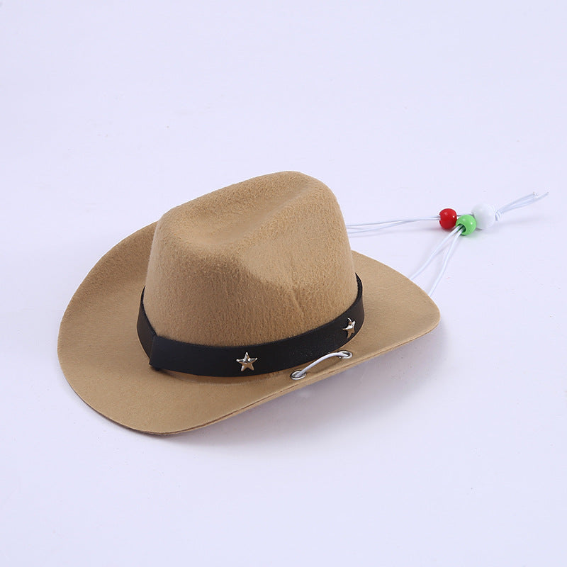 Polyester Woven Mini Hat Décoration pour animaux de compagnie Western Cowboy Hat