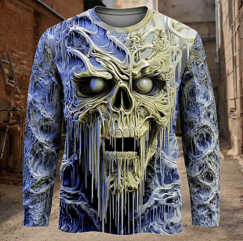T-shirt imprimé homme manches longues avec un cou d'équipage
