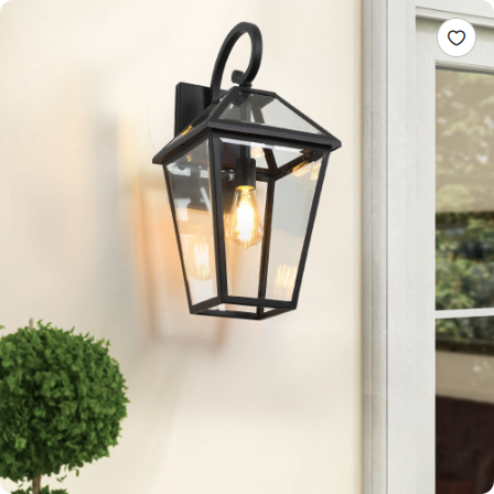 21inch H 2 Pack Outdoor Wall Lantern Light Modern Black Metal and Clear Glass for Porch