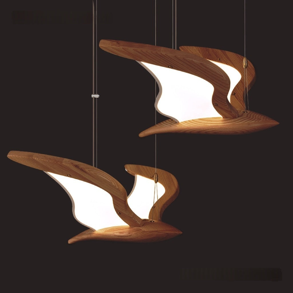 Lustre en bois massif Design créatif White Ash luminaire