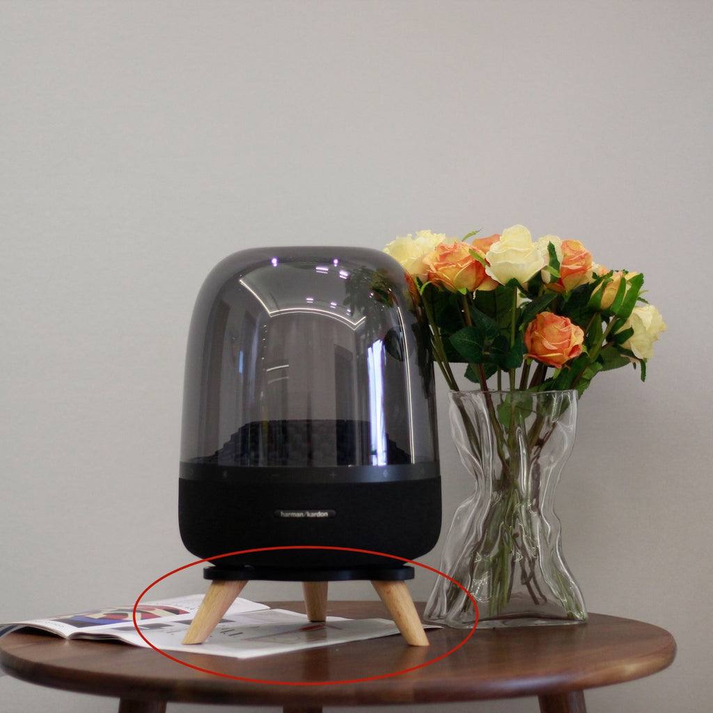 Support de base audio en verre cristal Bois massif