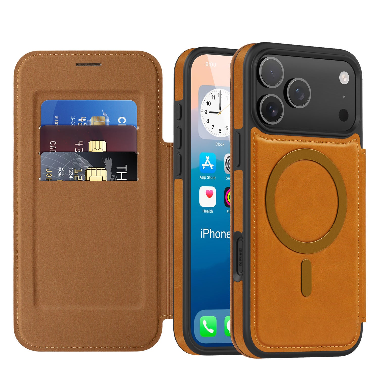 Solide-couleur, Minimaliste, Étui de téléphone en cuir magnétique polyvalent