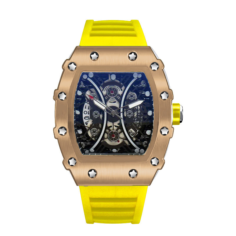 Automatique Quartz Hollow Luminous Waterproof Hommes en forme de barils