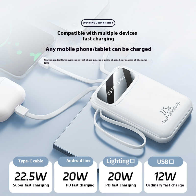 Compact and Portable High-Capacity Portable Power with Cable
