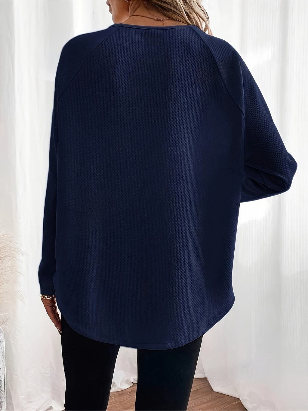 Automne Arrivée Solid Color Waffle-Knit Hors-Sholder Pullover Top pour les vêtements de salon