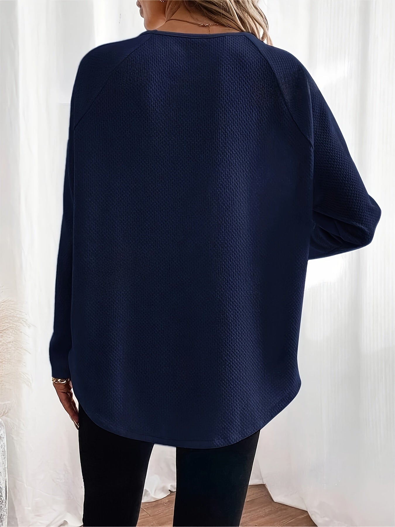 Automne Arrivée Solid Color Waffle-Knit Hors-Sholder Pullover Top pour les vêtements de salon