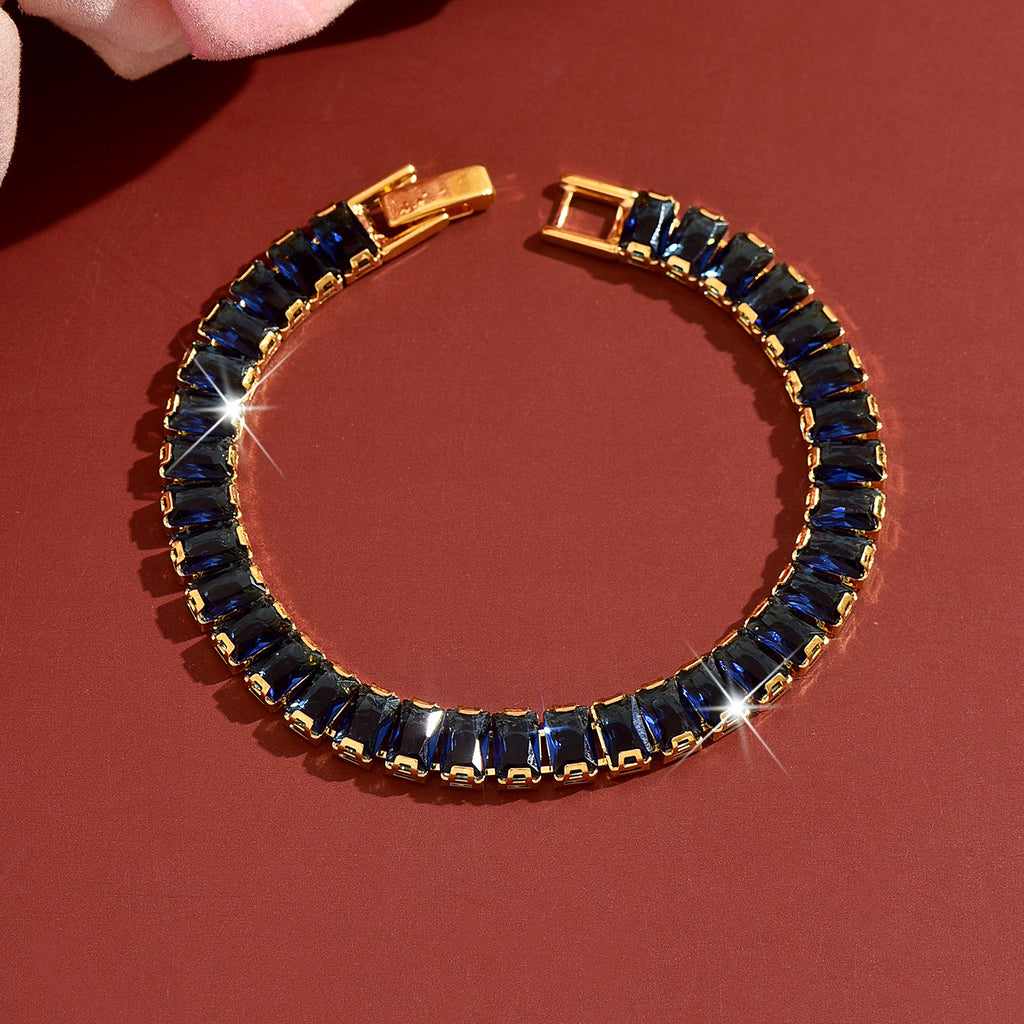 Bracelet de tennis CZ couleur femme Baguette