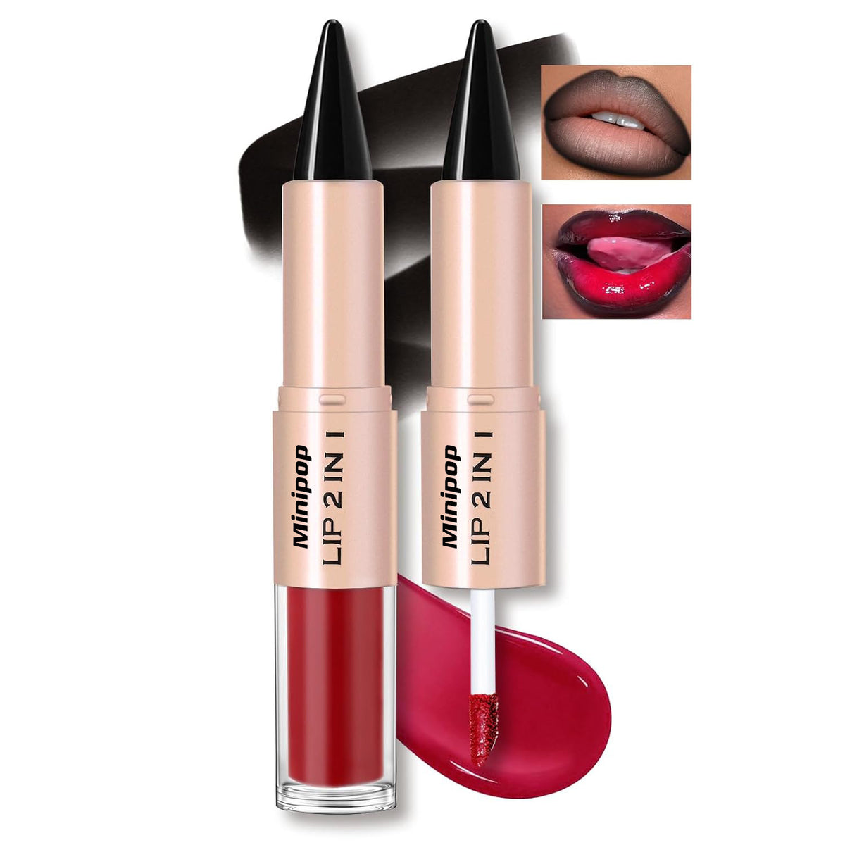 Double-bout étanche à la boue 2-en-1 Lip Gloss and Lip Liner