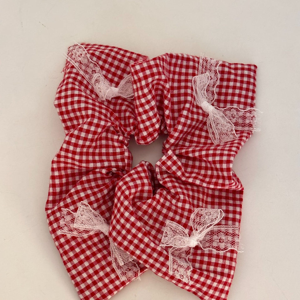 French Vintage Plaid Square Scrunchie