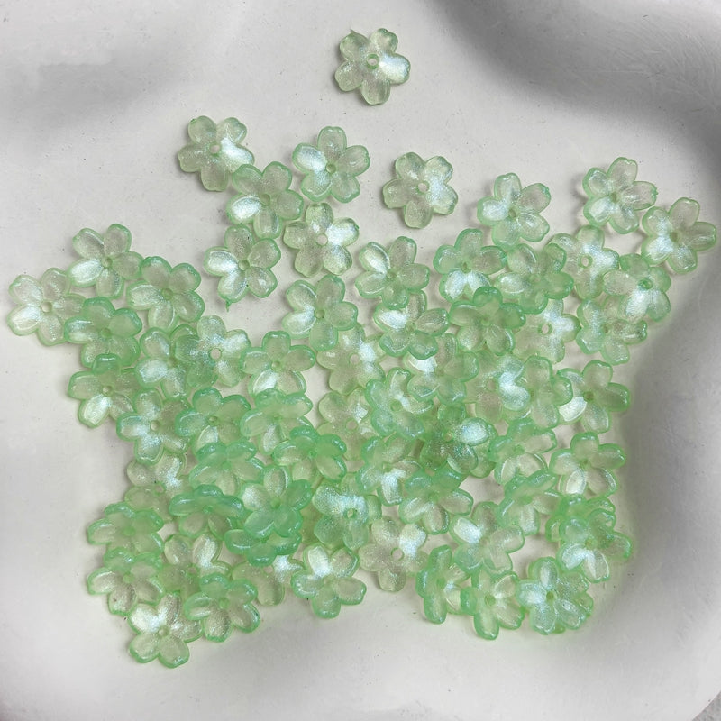 11mm Perles de fleur en acrylique 5-Petal Glitter
