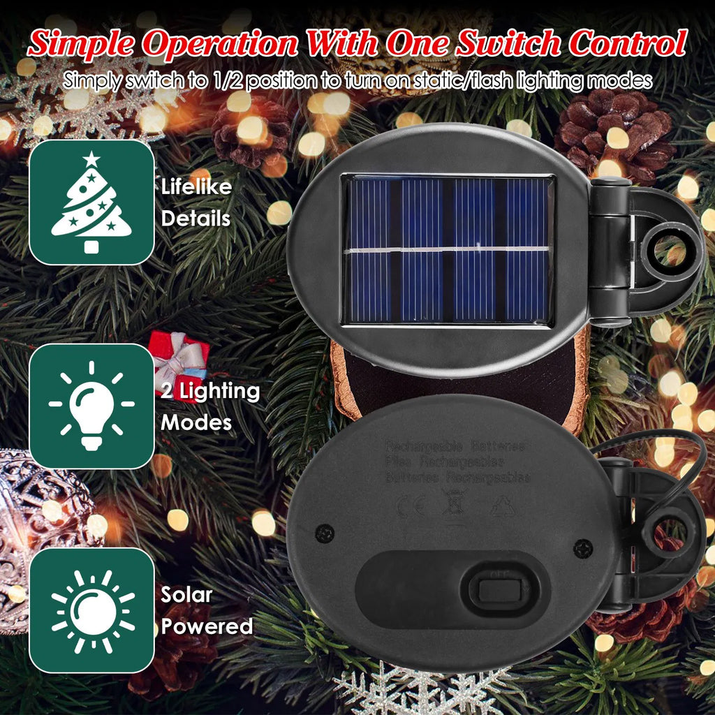 Arbre de Noël artificiel solaire - 50 LED chaudes et 2 modes d'éclairage