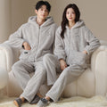 Couple peluche pyjama femme hiver casual zipper vêtements de dessus à capuche vêtements de maison pour hommes