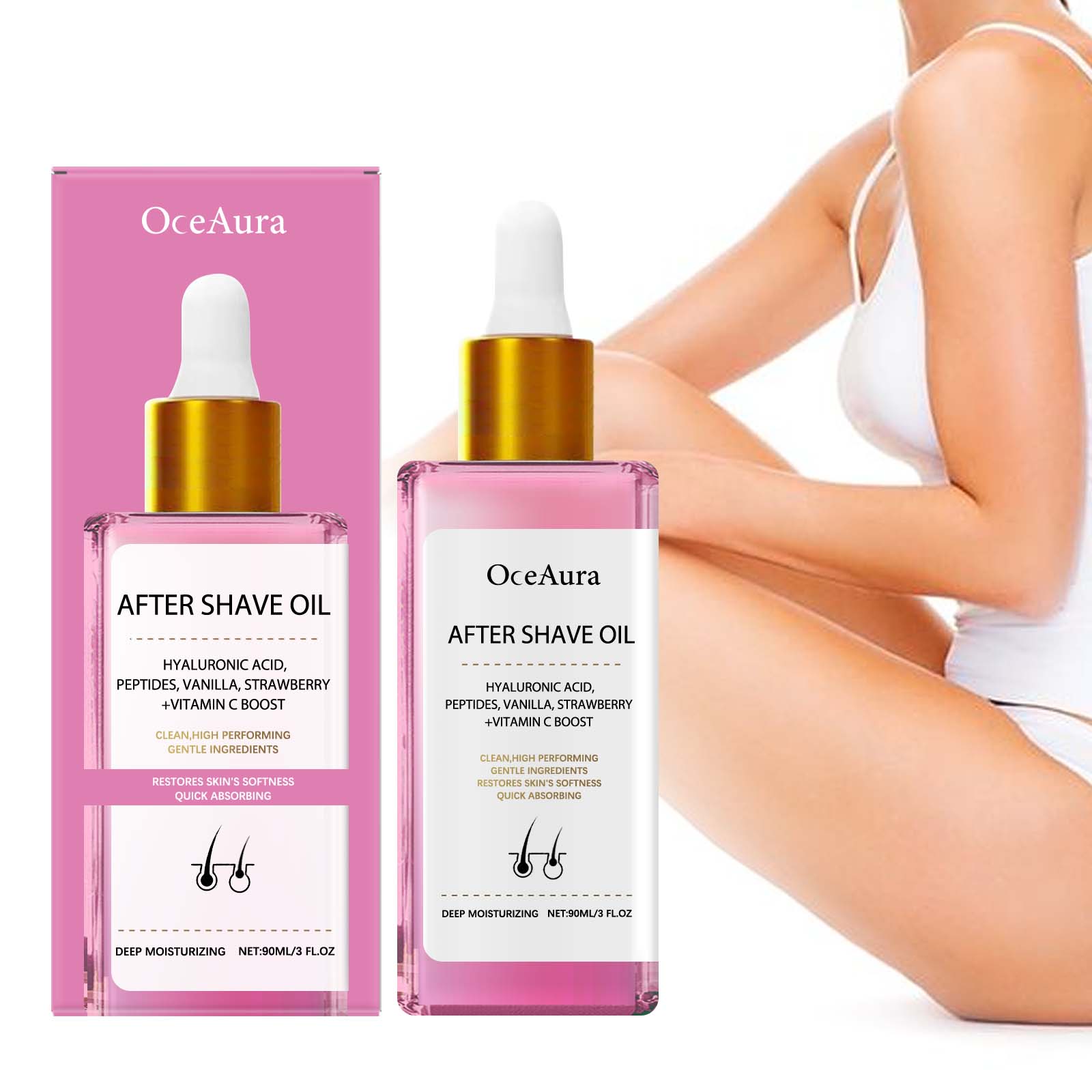 Enlèvement des cheveux et réparation du rasage Huile essentielle Fraise Flavo 90ml 1 boîte