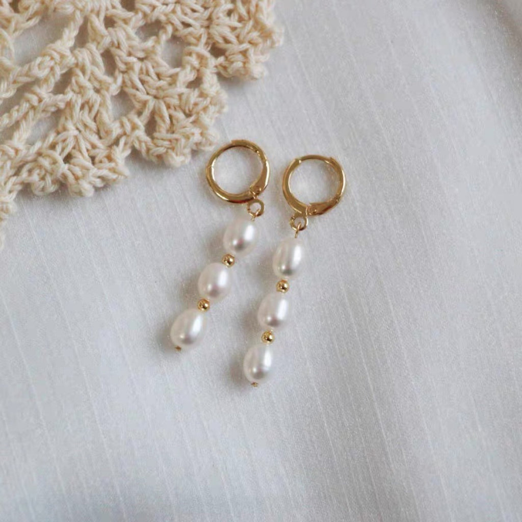 Boucles d'oreilles en perles d'eau douce naturelles pour femmes